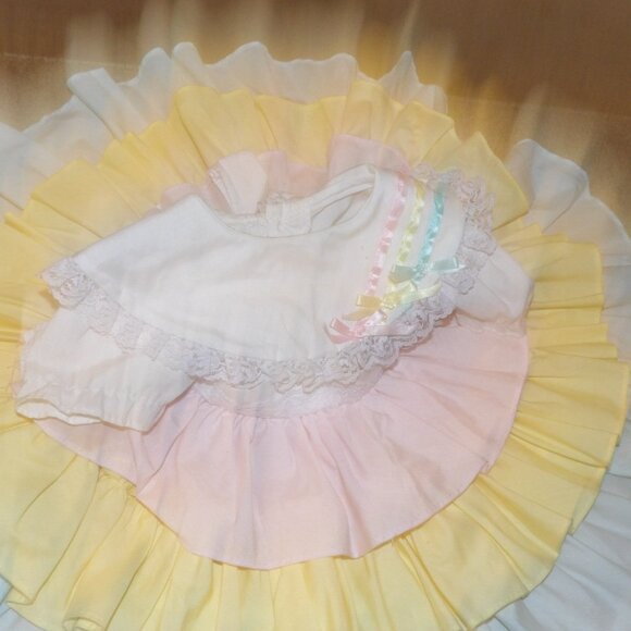 Pastel Rainbow Baby Girl Dress Kandy Ann Vintage Dress Size 12 Months - Picture 10 of 15